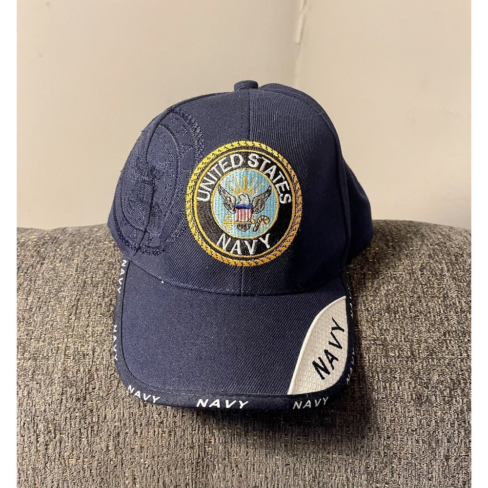 K&S Uniform Mens United States Navy Embroidered Baseball Cap Blue Adjustable Hat